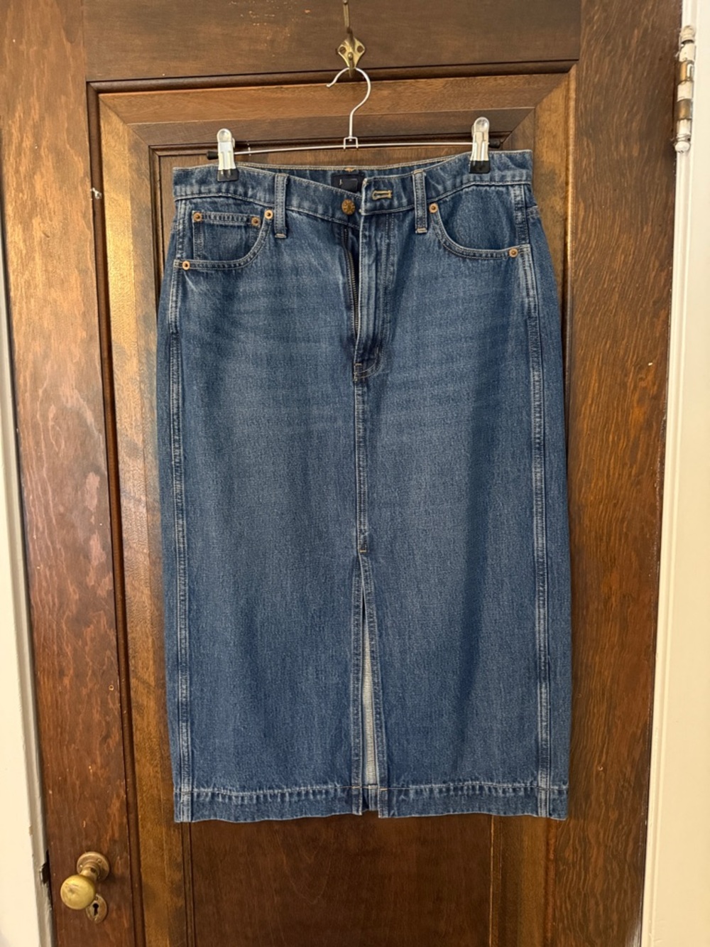 J. Crew Straight-Leg Denim Skirt in Classic Blue
